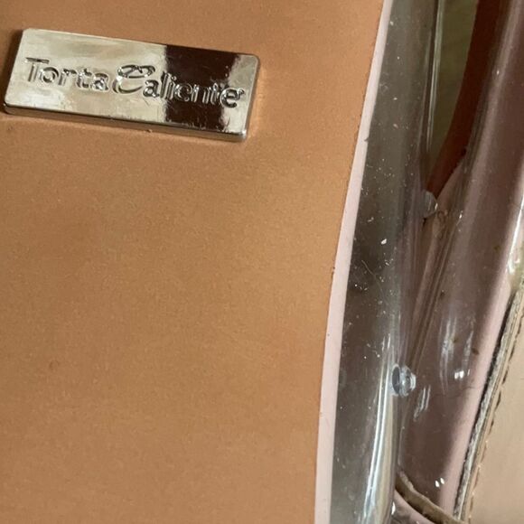 NUDE & CLEAR HEELS IN SIZE 9 1/2 BY TORTA CALIENTE WITH JEWELS ON UPPER - Picture 12 of 12